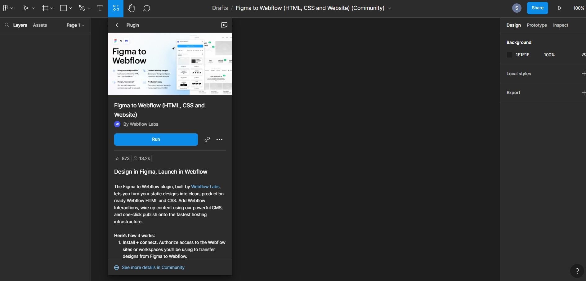 Figma to Webflow plugin - A simple design-to-code tool
