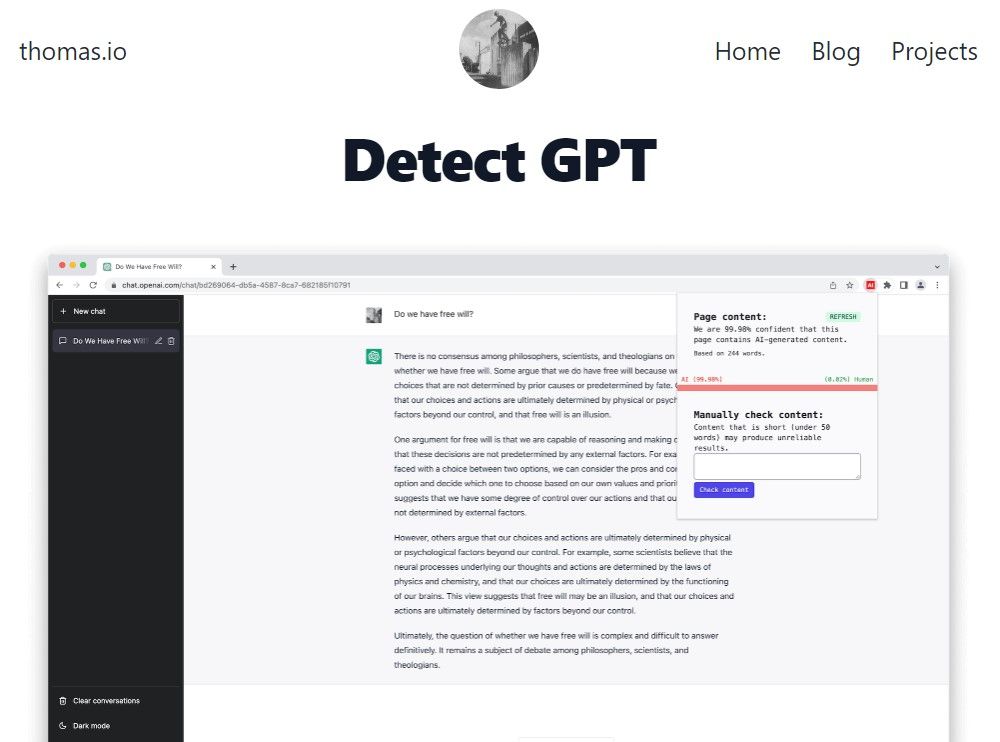 Detect GPT - A Chrome extension that spots AI-generated content