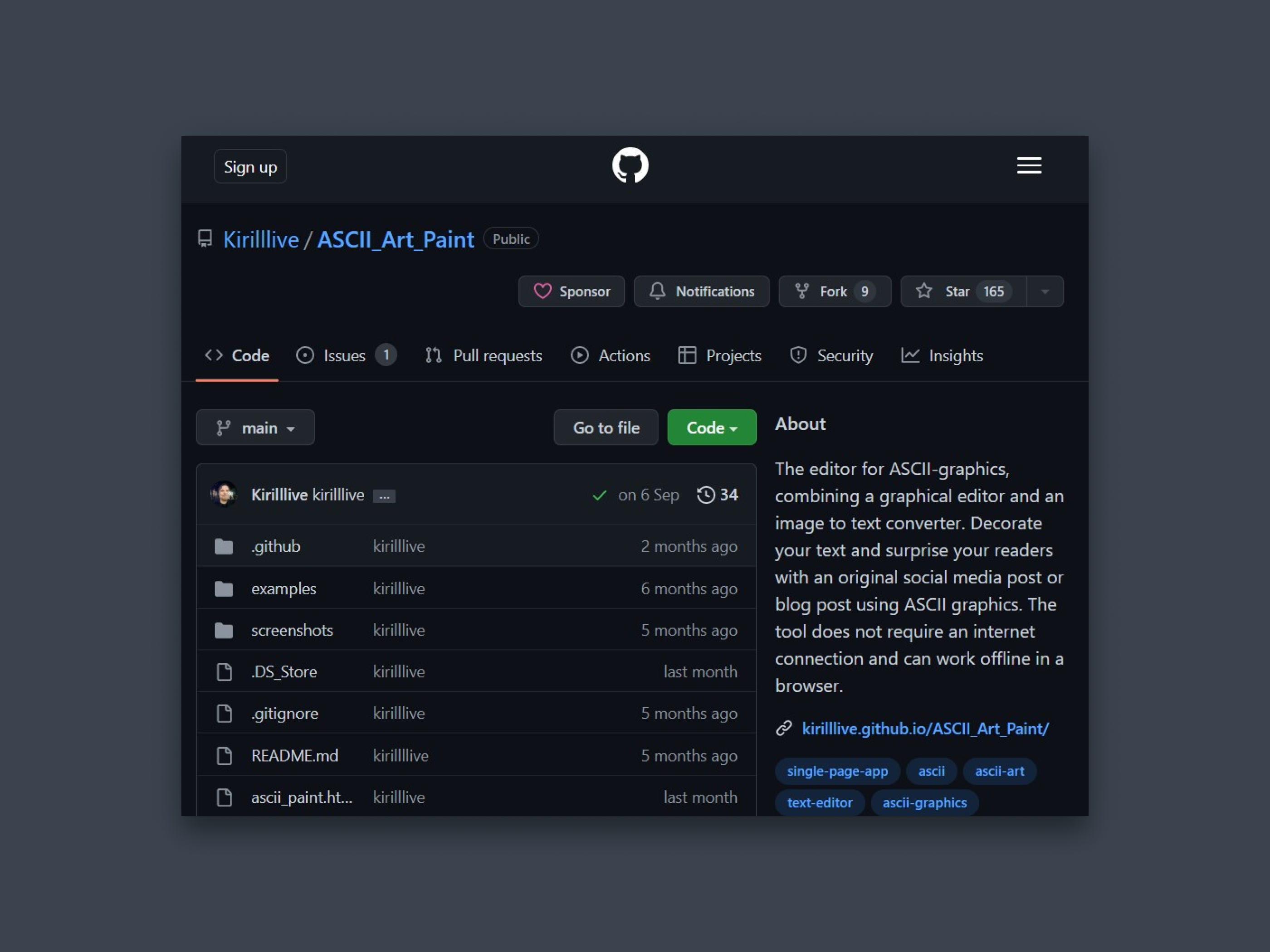ASCII Art Paint Open source text art editor